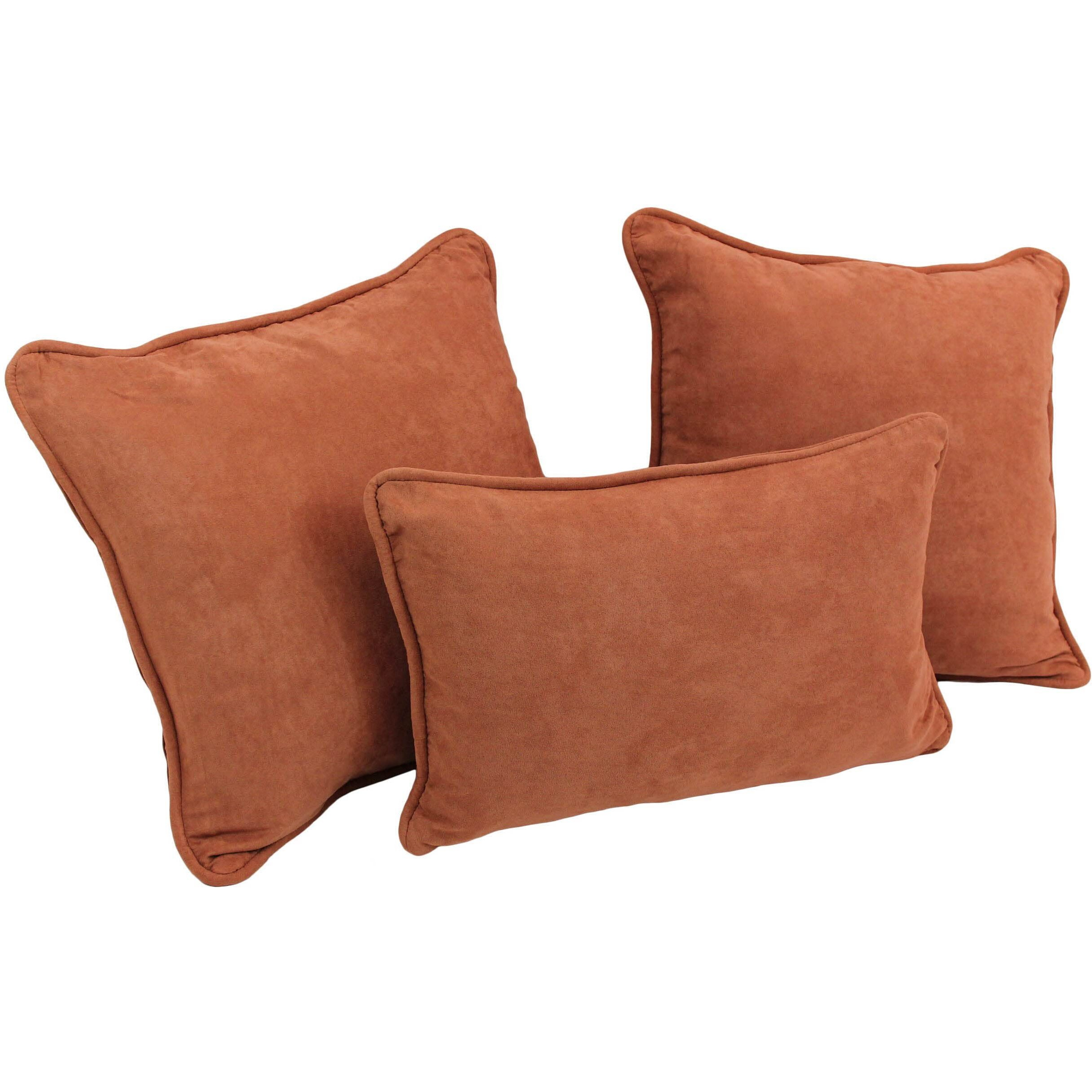 Double-Corded Solid Microsuede Throw Pillows With Inserts (Set Of 3) 9817-Cd-S3-Ms-Sp