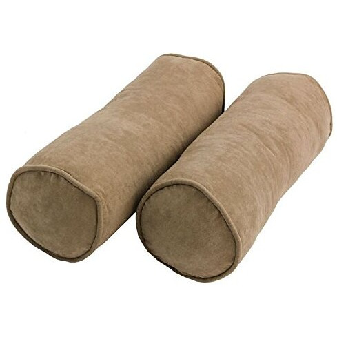 20-Inch By 8-Inch Double-Corded Solid Microsuede Bolster Pillows With Inserts (Set Of 2)  9814-Cd-S2-Ms-Jv