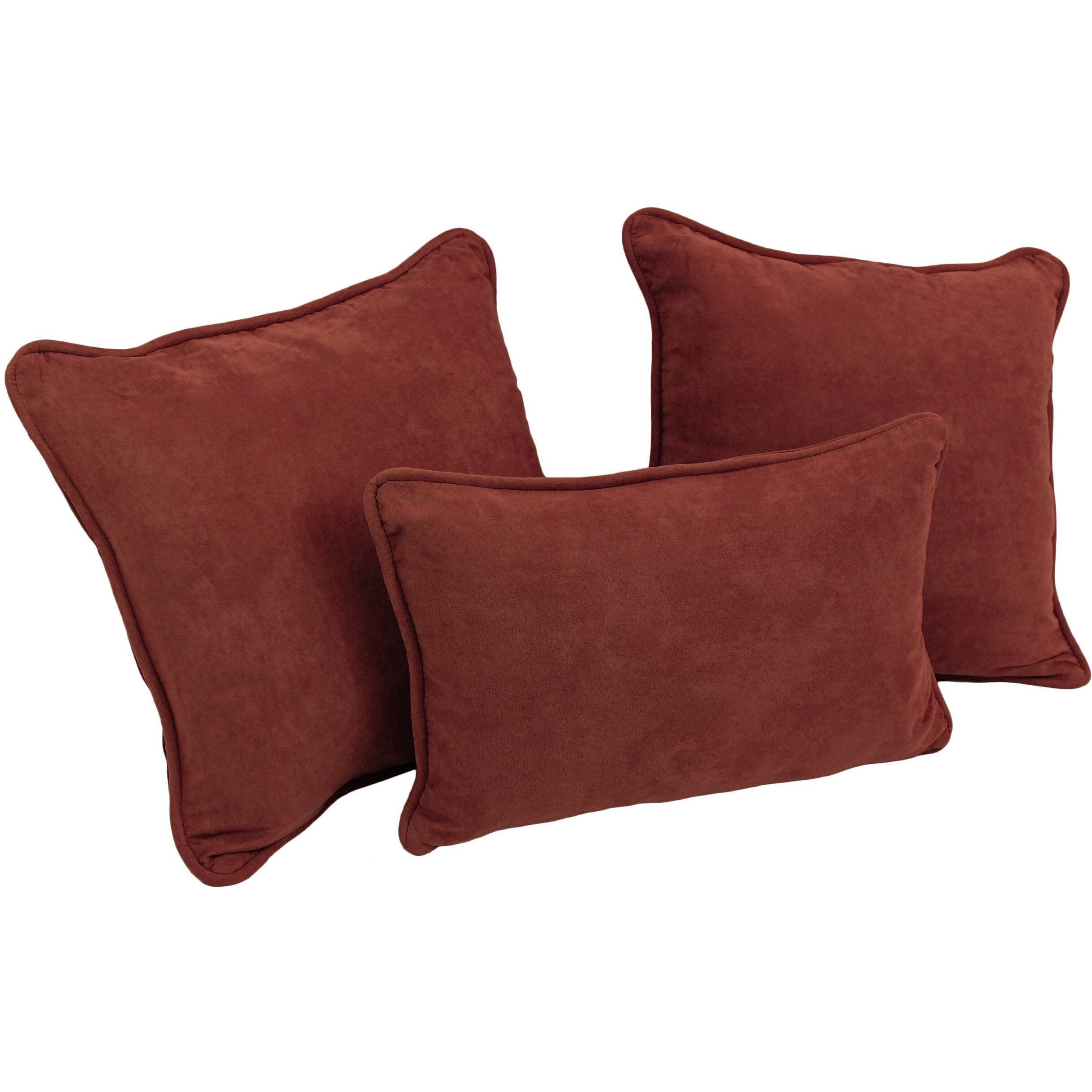 Double-Corded Solid Microsuede Throw Pillows With Inserts (Set Of 3) 9817-Cd-S3-Ms-Rw