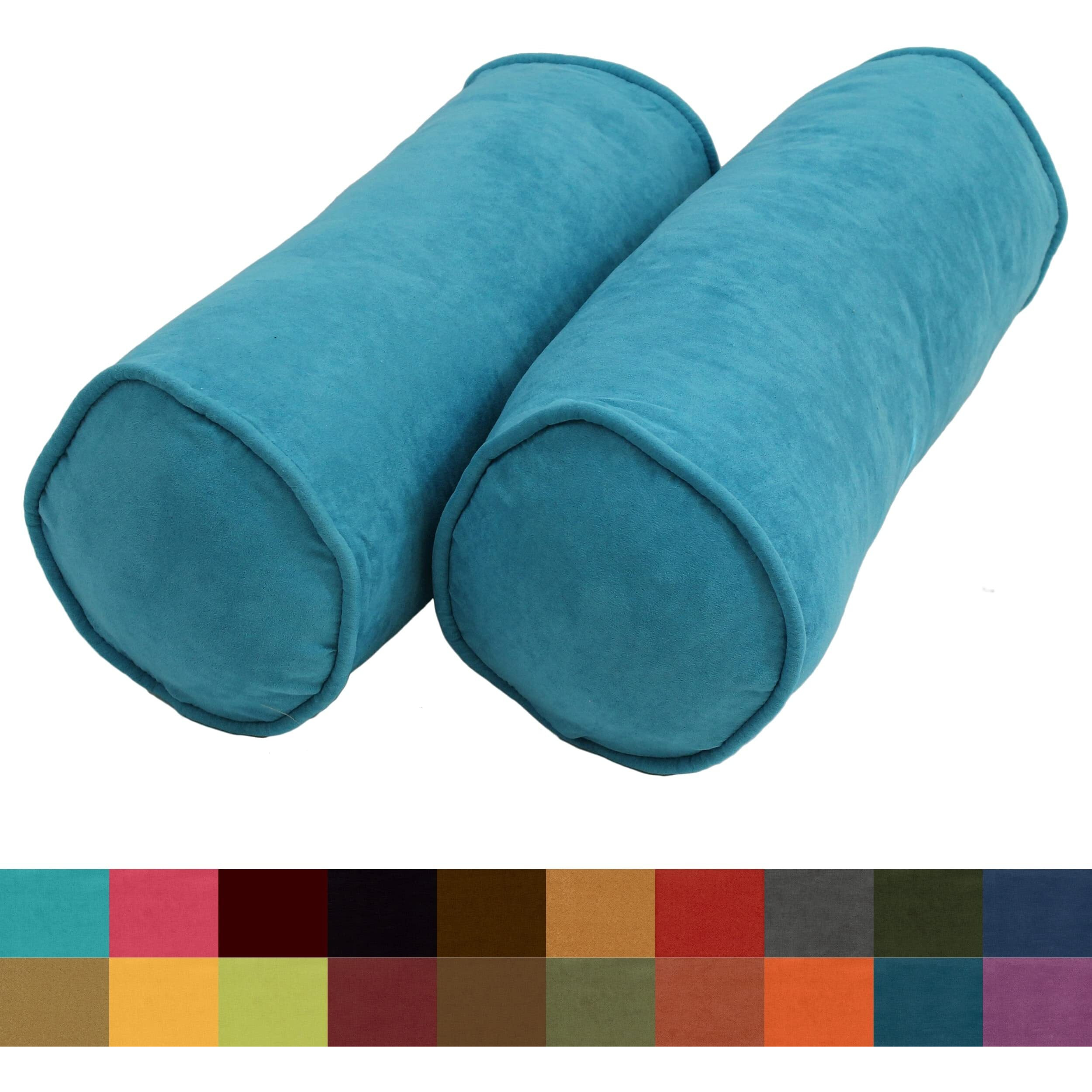20-Inch By 8-Inch Double-Corded Solid Microsuede Bolster Pillows With Inserts (Set Of 2)  9814-Cd-S2-Ms-Ch