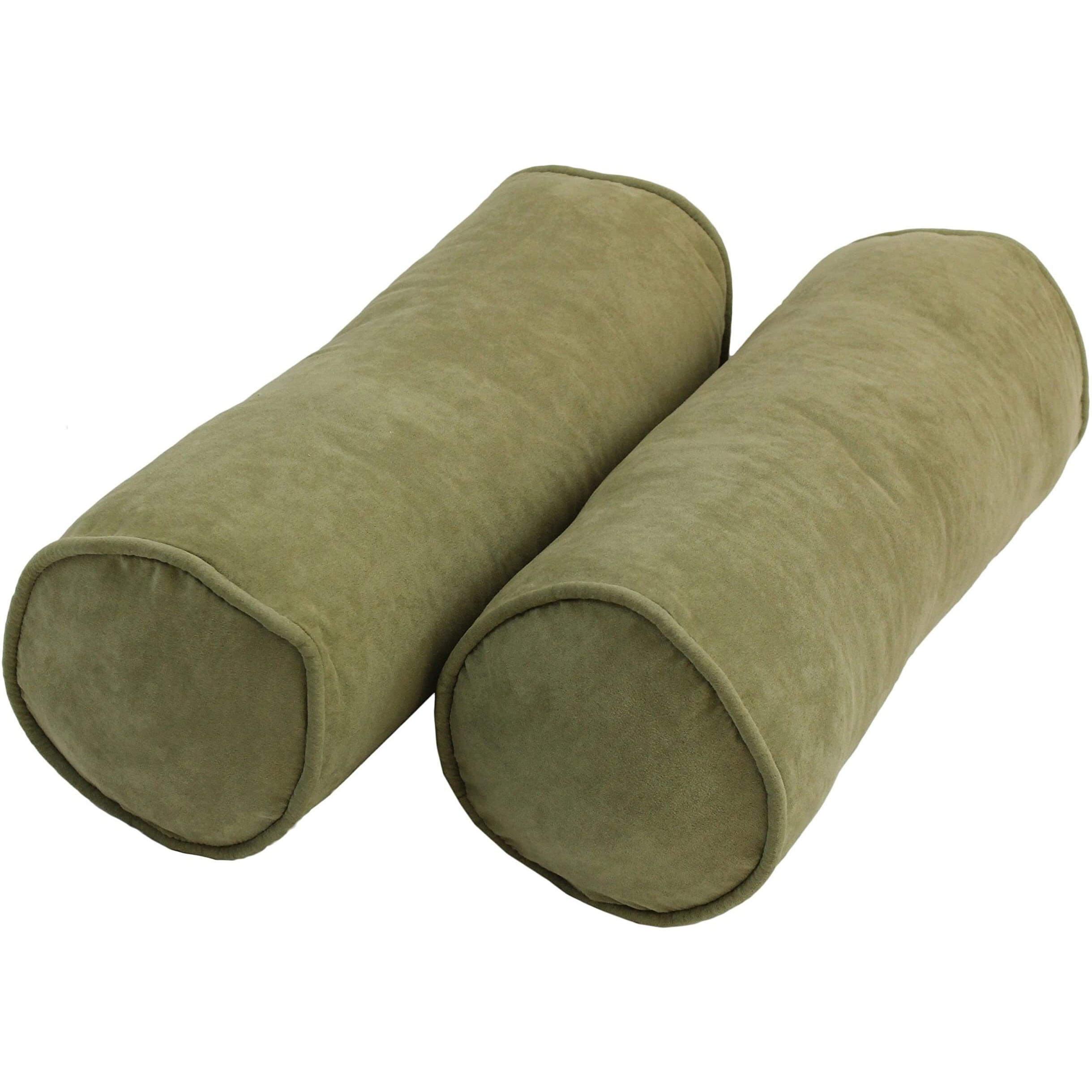 20-Inch By 8-Inch Double-Corded Solid Microsuede Bolster Pillows With Inserts (Set Of 2)  9814-Cd-S2-Ms-Ch