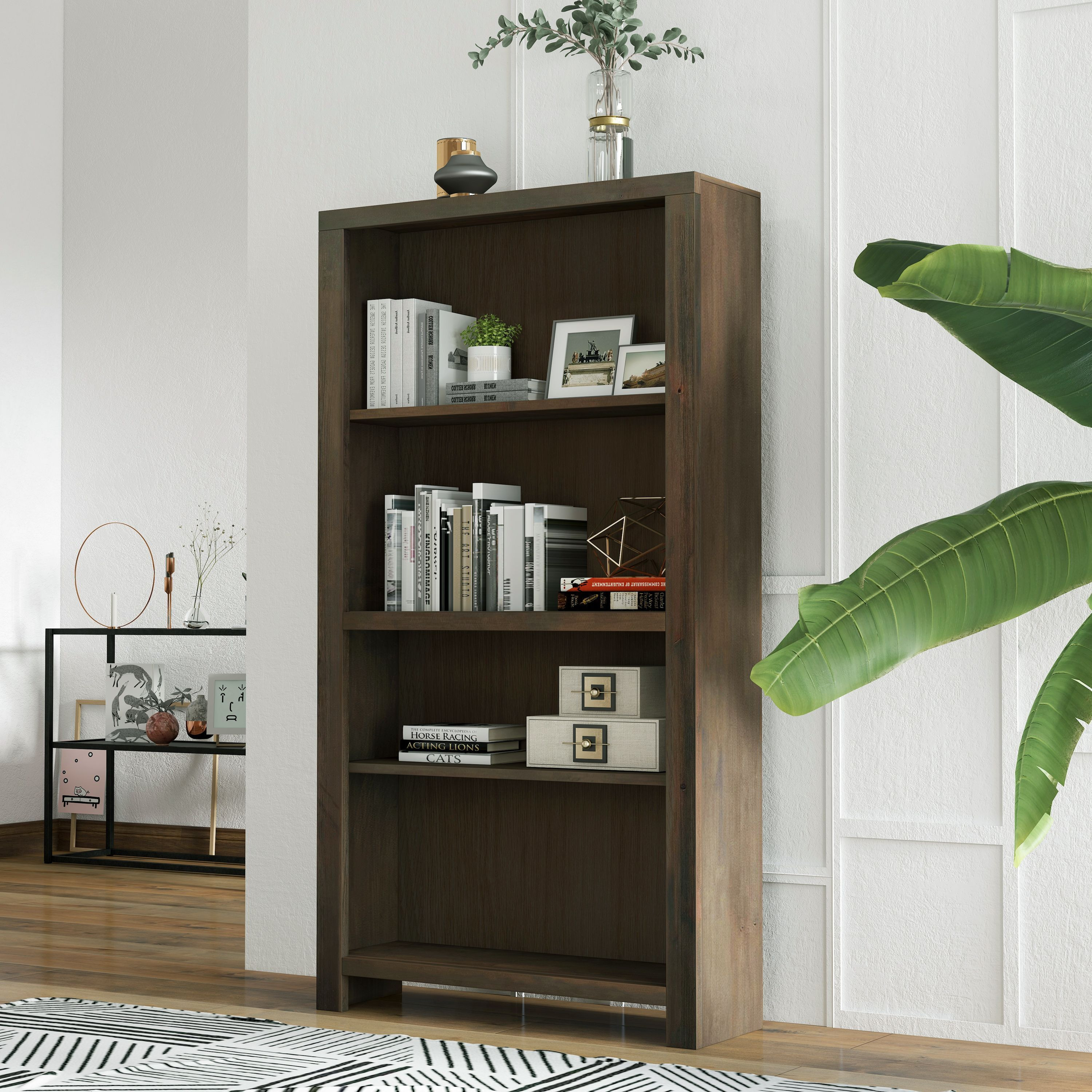 Bridgevine Home Fully Assembled 60 Brown Bookshelf(D0102H5T4Nj)