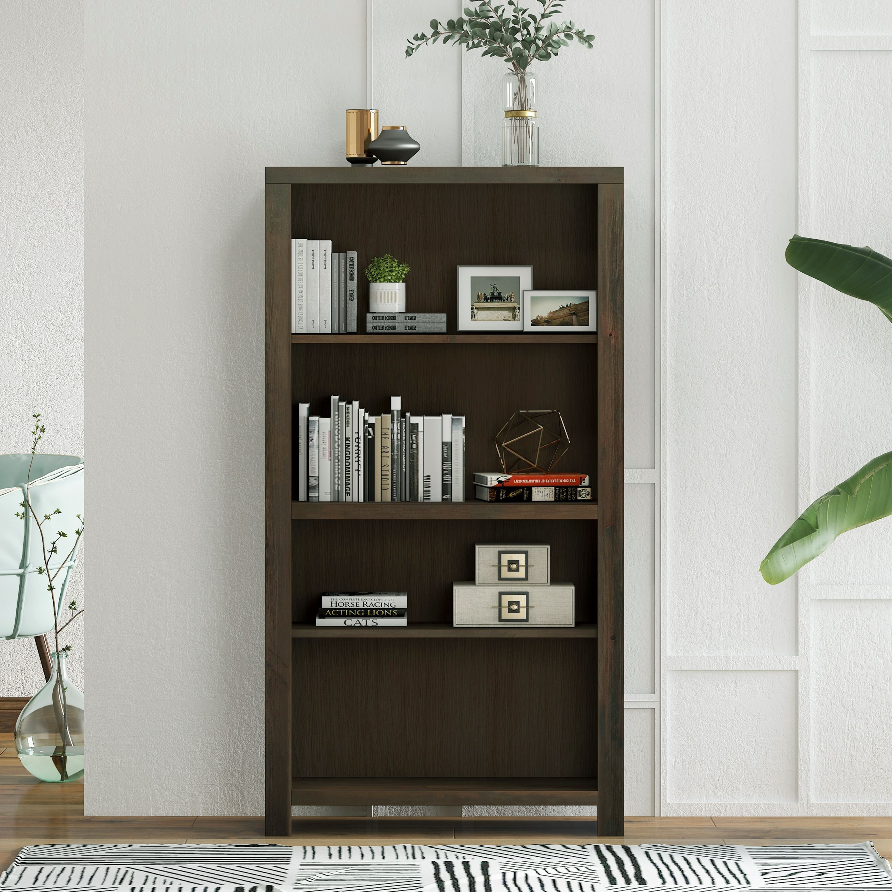 Bridgevine Home Fully Assembled 60 Brown Bookshelf(D0102H5T4Nj)
