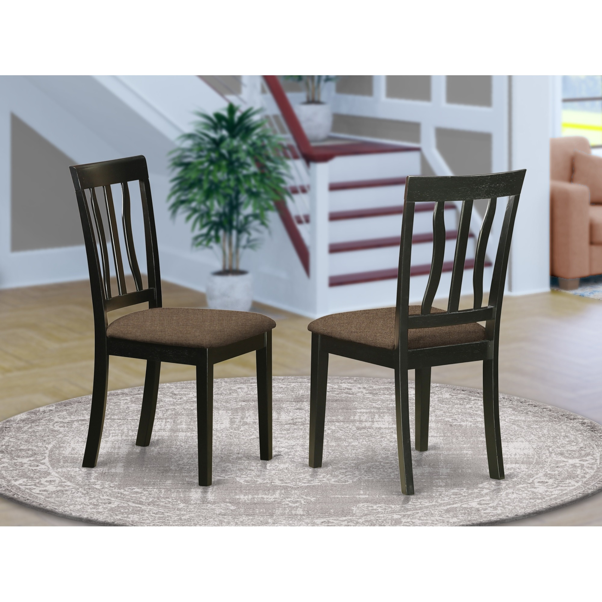 Anc-Blk-C Antique Kitchen Chair Cushion Seat With Black And Cherry Finish