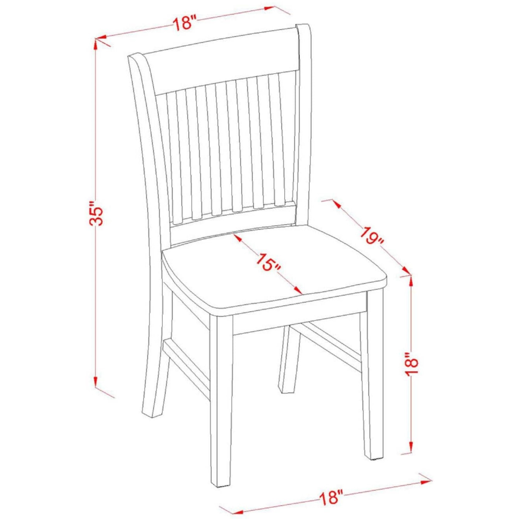 Norfolk Dining Chair Wood Seat Black Finish  Set Of 2