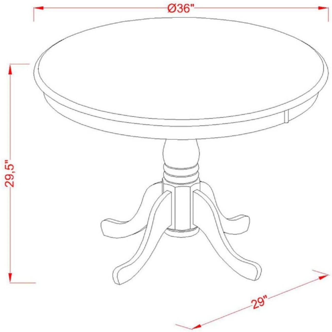 Antique  Table  36""  Round  With  Cappuccino  Finish