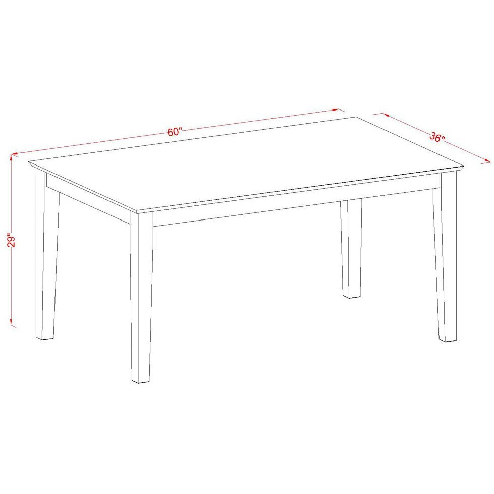East West Furniture Cat-Cap-S Capri Modern Kitchen Table - A Rectangle Dining Table Top With Sturdy Legs  36X60 Inch  Cappuccino
