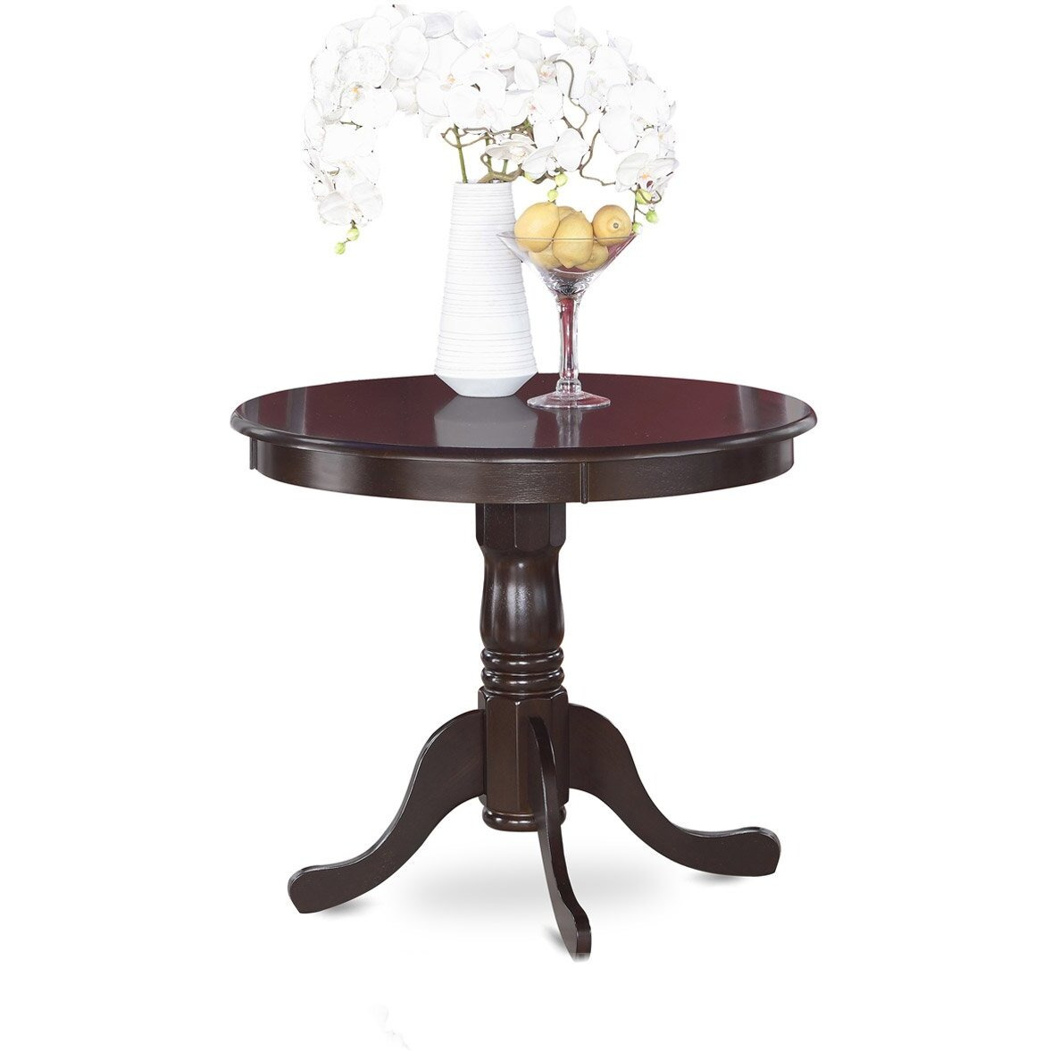 East West Furniture Anbo3-Cap-Lc 3 Piece Set For Small Spaces Contains A Round Kitchen Table With Pedestal And 2 Faux Leather Dining Room Chairs  36X36 Inch