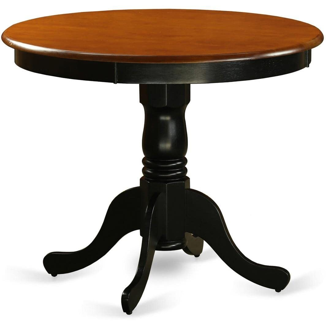 East West Furniture Antique 5 Piece Dining Set For 4 Includes A Round Kitchen Table With Pedestal And 4 Faux Leather Upholstered Dinette Chairs  36X36 Inch  Anti5-Blk-Lc