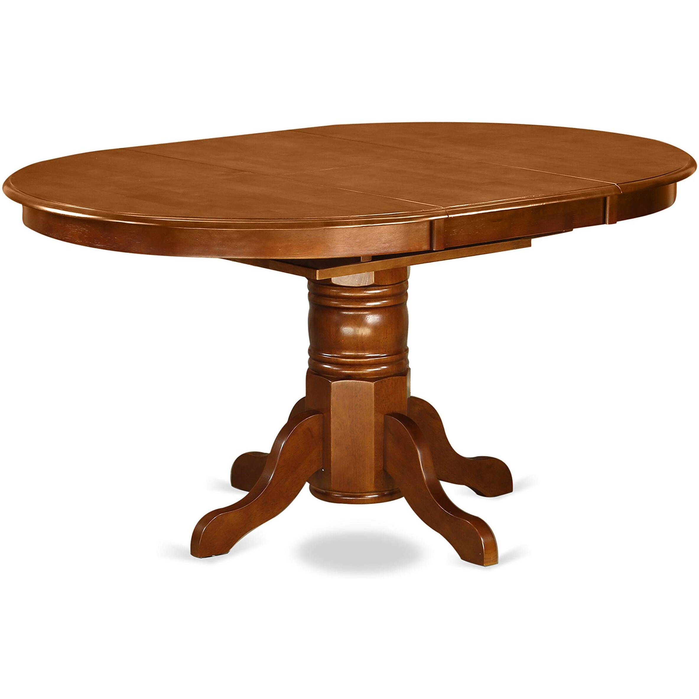 East West Furniture Avml7-Sbr-C Avon 7 Piece Kitchen Set Consist Of An Oval Table With Butterfly Leaf And 6 Linen Fabric Dining Room Chairs  42X60 Inch  Saddle Brown