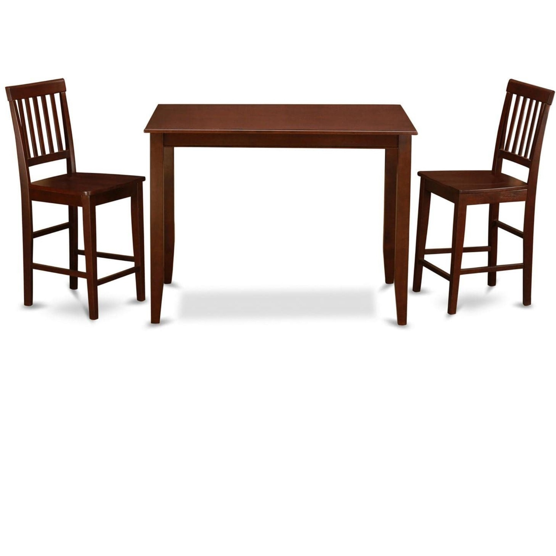 Buvn3-Mah-W 3 Pc Pub Table Set-Table And 2 Wood Counter Chairs