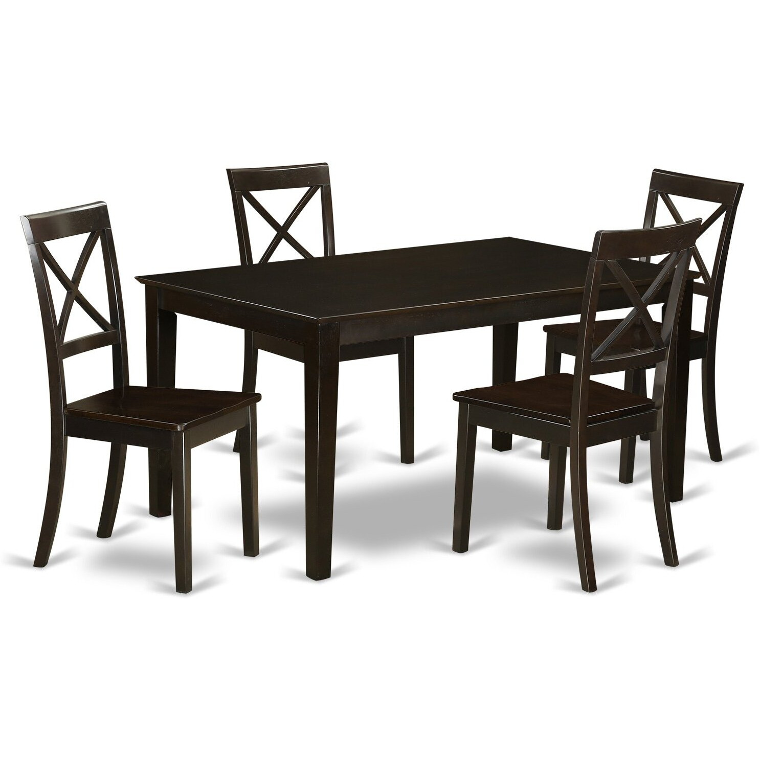 East West Furniture Cab5S-Cap-W Capri 5 Piece Set Includes A Rectangle Dinner Table And 4 Kitchen Dining Chairs  36X60 Inch