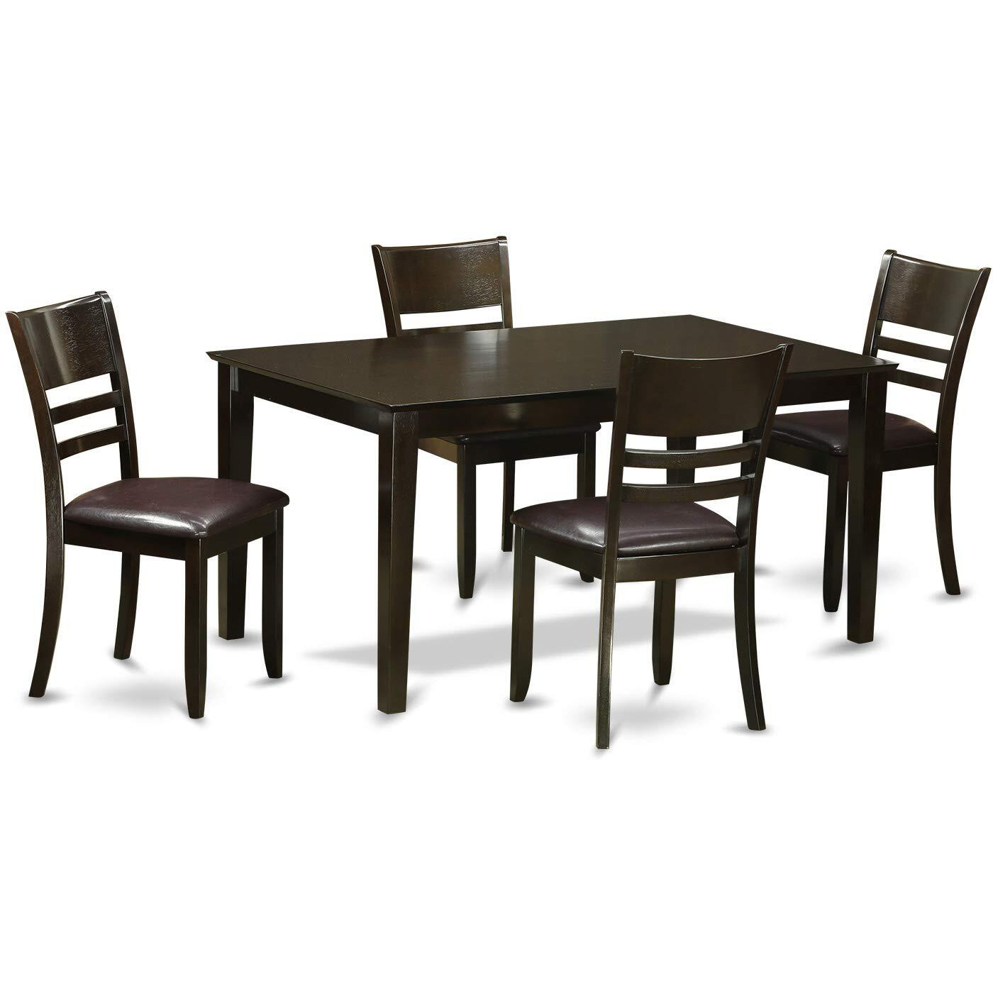 East West Furniture Caly5-Cap-Lc Capri 5 Piece Set Includes A Rectangle Dinner Table And 4 Faux Leather Kitchen Dining Chairs  36X60 Inch  Cappuccino