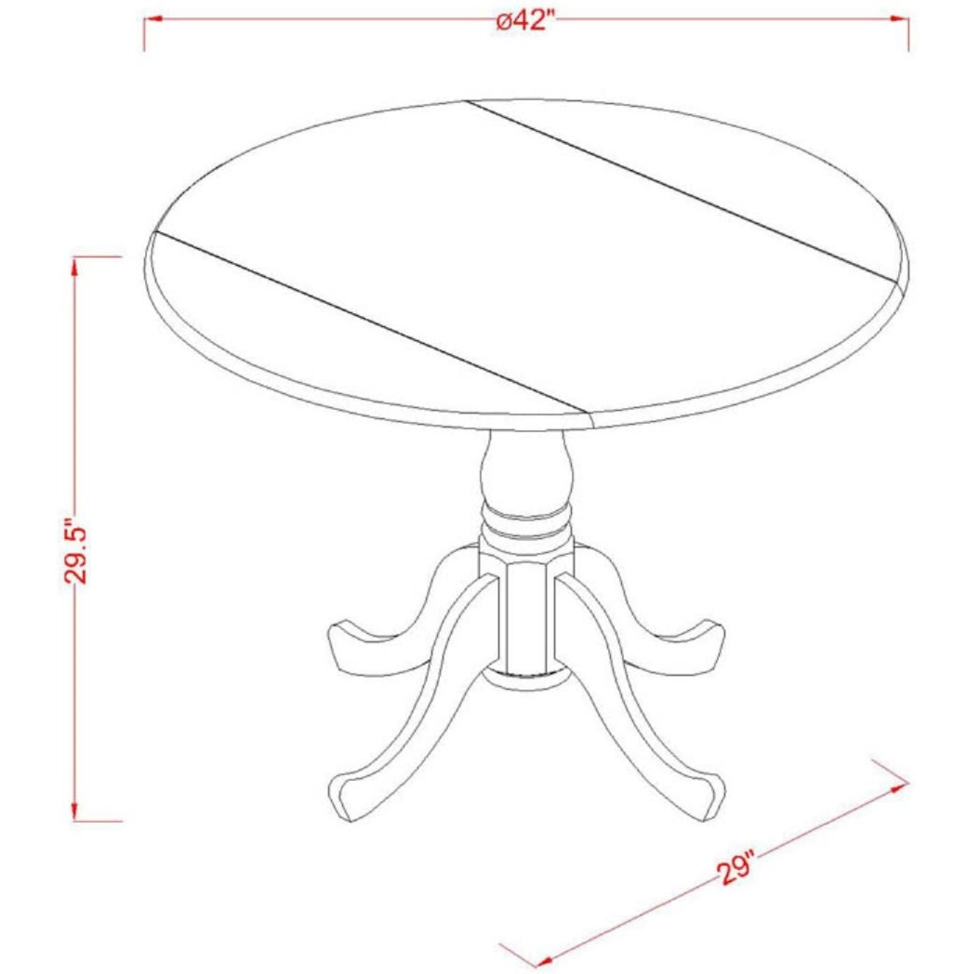Dlpl5-Sbr-C 5 Pc Kitchen Nook Dining Set-Round Table Plus 4 Dinette Chairs