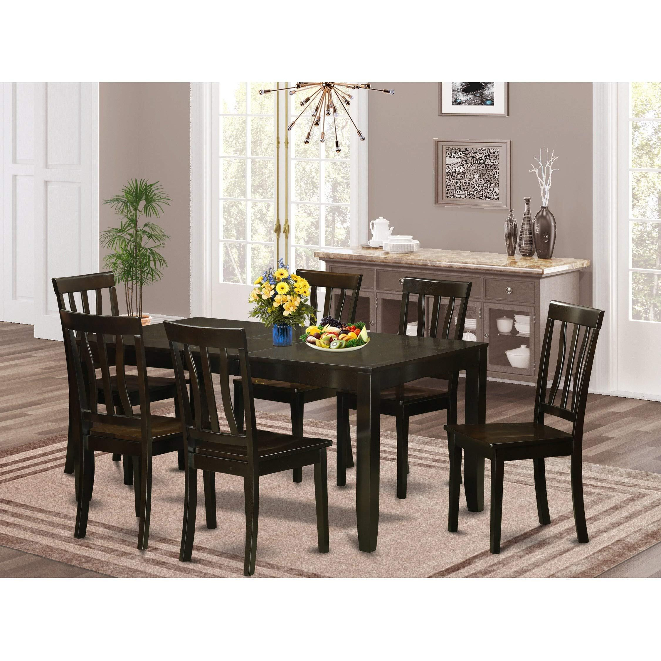 East West Furniture Lyan7-Cap-W Lynfield 7 Piece Kitchen Set Consist Of A Rectangle Table With Butterfly Leaf And 6 Dining Room Chairs  36X66 Inch  Cappuccino