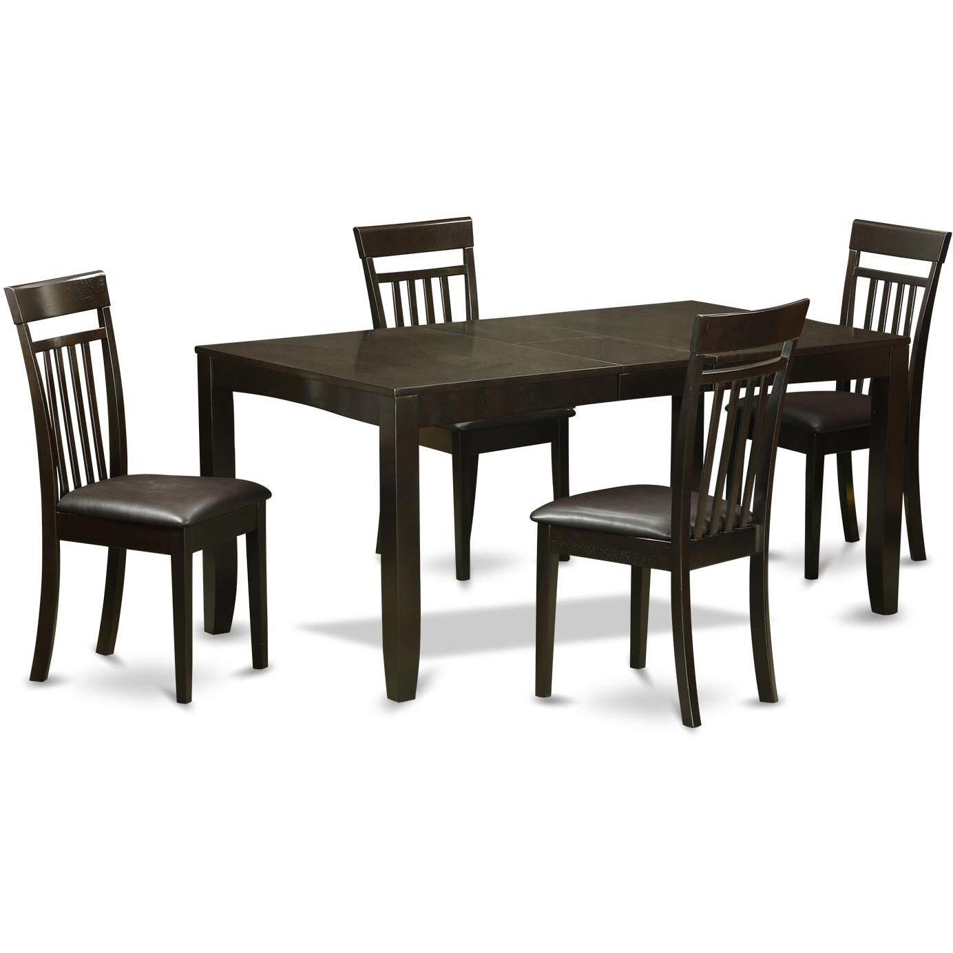 East West Furniture Lyca5-Cap-Lc Lynfield 5 Piece Kitchen Set For 4 Includes A Rectangle Dining Room Table With Butterfly Leaf And 4 Faux Leather Upholstered Chairs  36X66 Inch