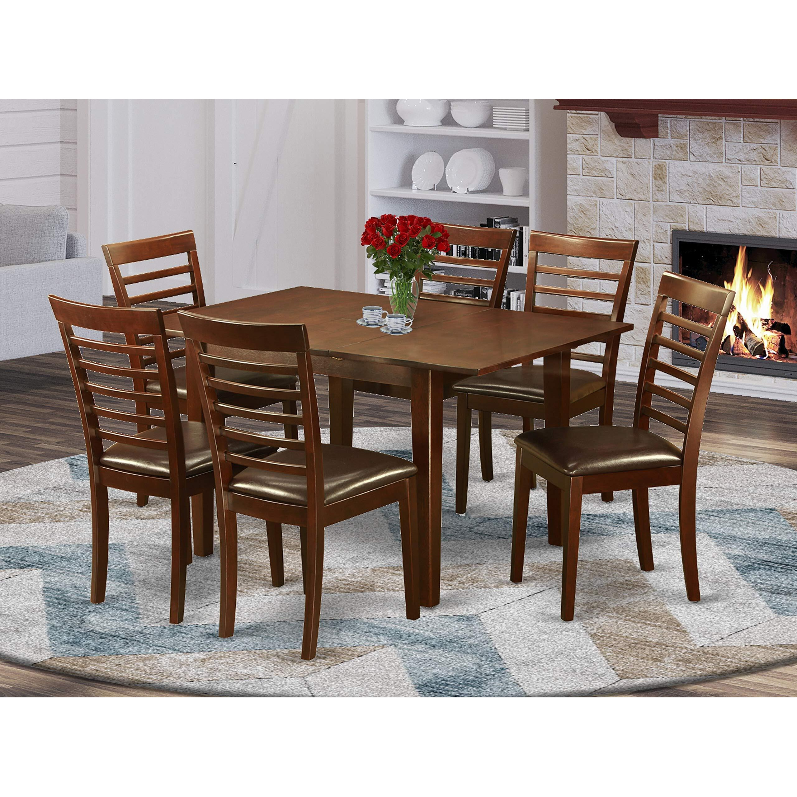 East West Furniture Mila7-Mah-Lc Milan 7 Piece Kitchen Set Consist Of A Rectangle Table With Butterfly Leaf And 6 Faux Leather Dining Room Chairs  36X54 Inch