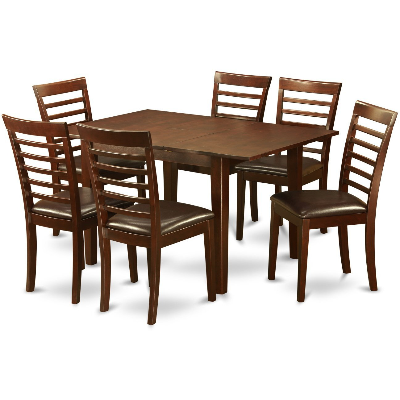 East West Furniture Mila7-Mah-Lc Milan 7 Piece Kitchen Set Consist Of A Rectangle Table With Butterfly Leaf And 6 Faux Leather Dining Room Chairs  36X54 Inch