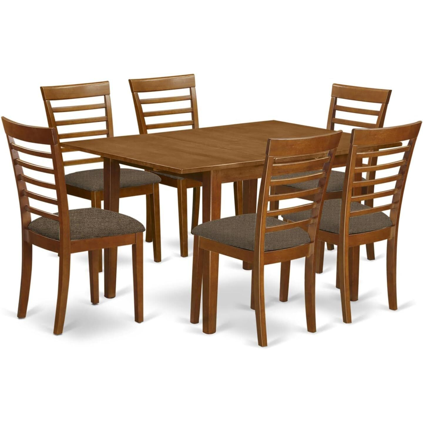 East West Furniture Mila7-Sbr-C Milan 7 Piece Kitchen Set Consist Of A Rectangle Table With Butterfly Leaf And 6 Linen Fabric Dining Room Chairs  36X54 Inch