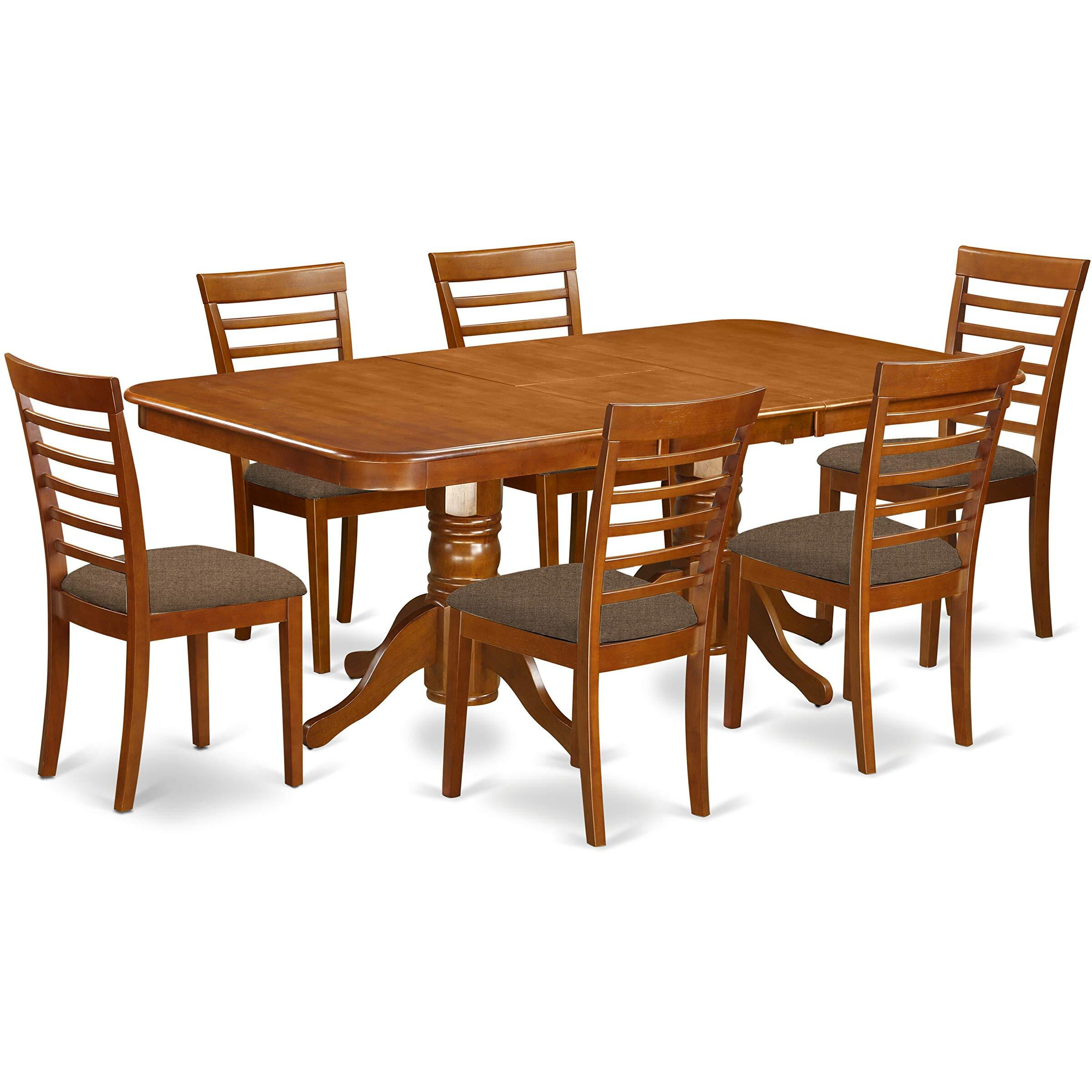 East West Furniture Naml7-Sbr-C Napoleon 7 Piece Dining Room Furniture Set Consist Of A Rectangle Kitchen Table With Butterfly Leaf And 6 Linen Fabric Upholstered Chairs  40X78 Inch