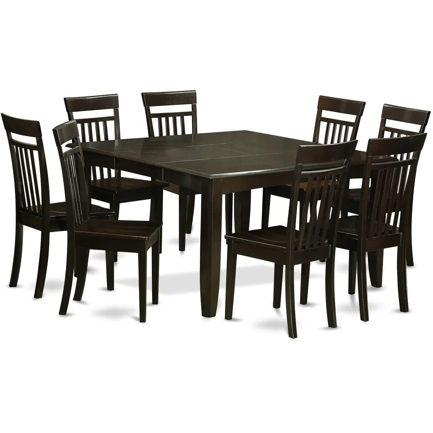 East West Furniture Pfca9-Cap-W 9 Piece Dining Table Set Includes A Square Wooden Table With Butterfly Leaf And 8 Dining Room Chairs  54X54 Inch  Cappuccino