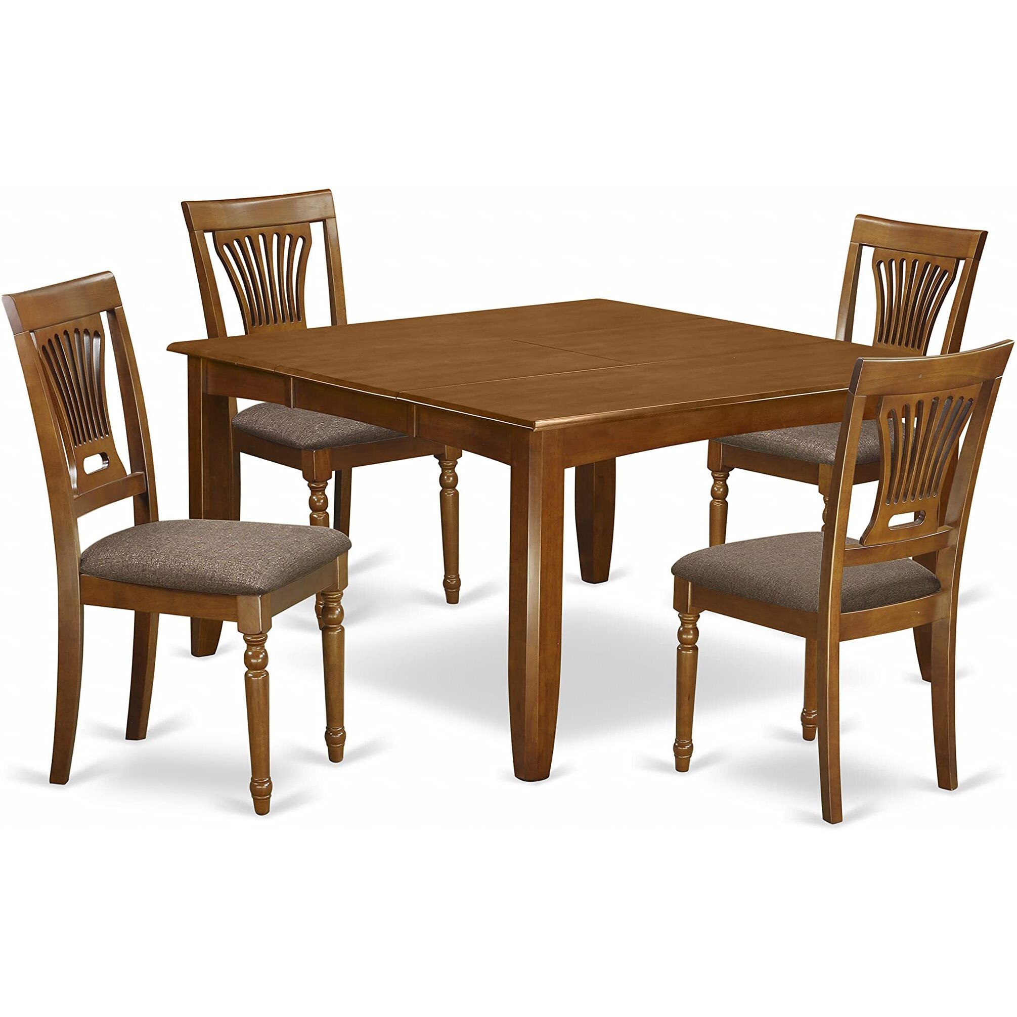East West Furniture Pfpl5-Sbr-C 5 Piece Room Set Includes A Square Wooden Table With Butterfly Leaf And 4 Linen Fabric Kitchen Dining Chairs  54X54 Inch