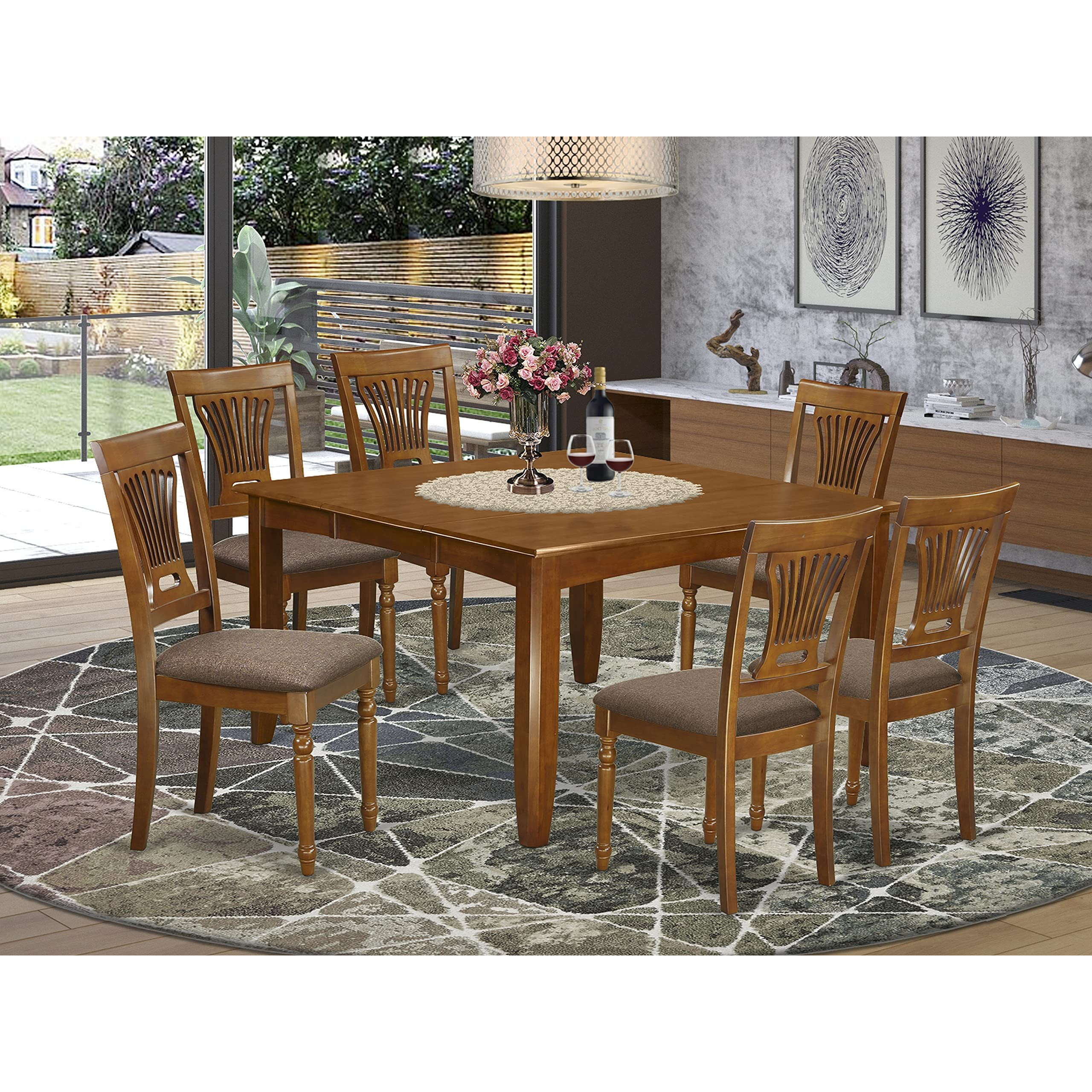East West Furniture Parfait 7 Piece Set Consist Of A Square Dining Room Table With Butterfly Leaf And 6 Linen Fabric Upholstered Chairs  54X54 Inch  Pfpl7-Sbr-C