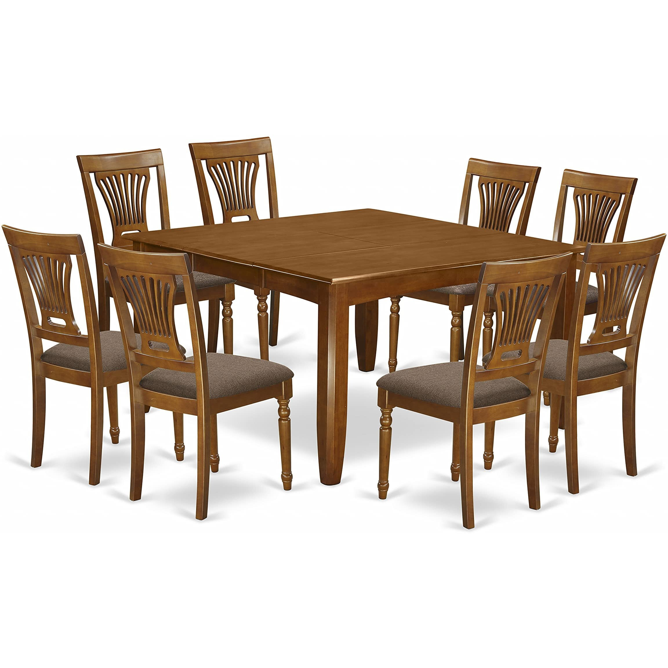 East West Furniture Parfait 9 Piece Set Includes A Square Wooden Table With Butterfly Leaf And 8 Linen Fabric Dining Room Chairs  54X54 Inch  Pfpl9-Sbr-C