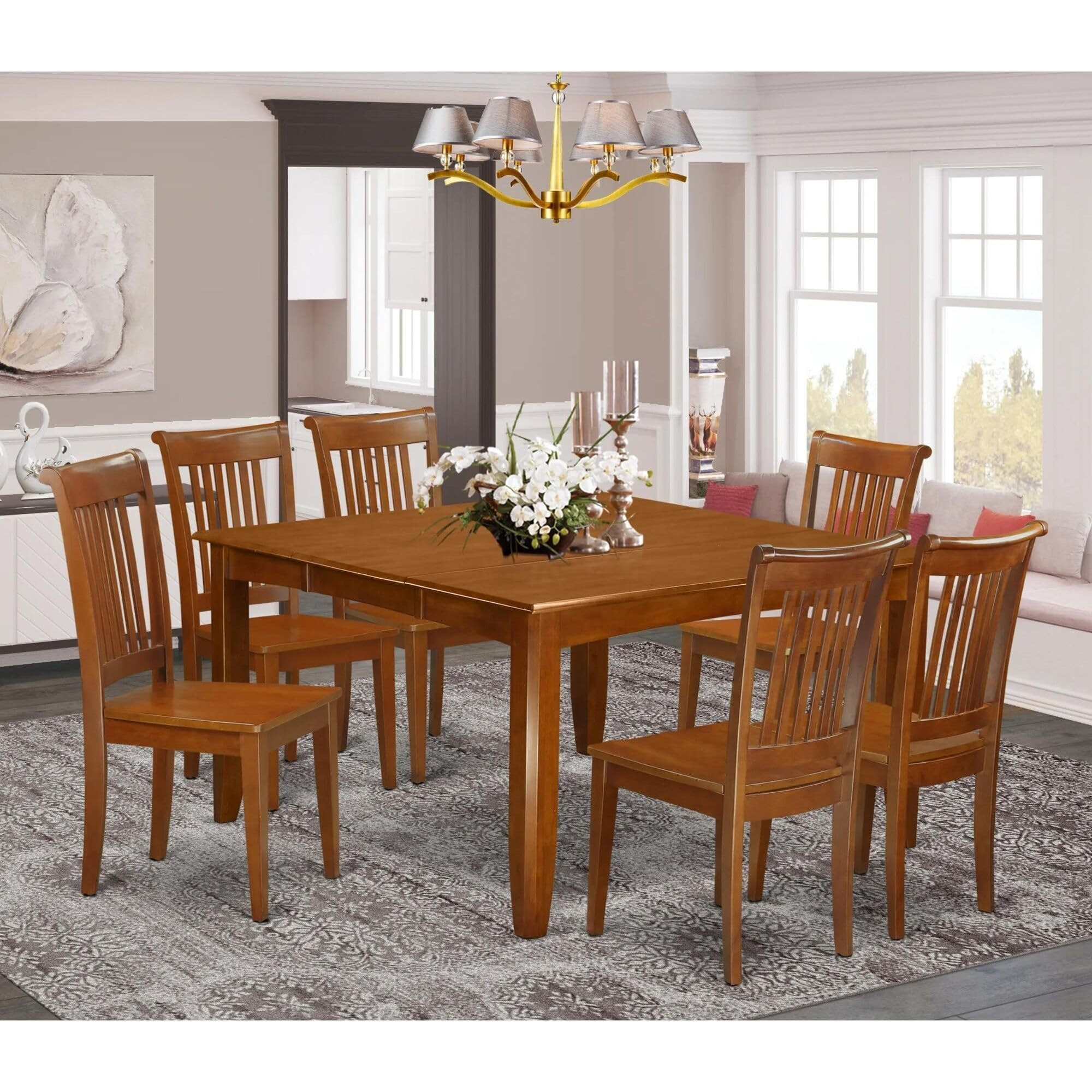 East West Furniture Pfpo9-Sbr-C 9 Piece Set Includes A Square Dining Room Table With Butterfly Leaf And 8 Linen Fabric Upholstered Chairs  54X54 Inch