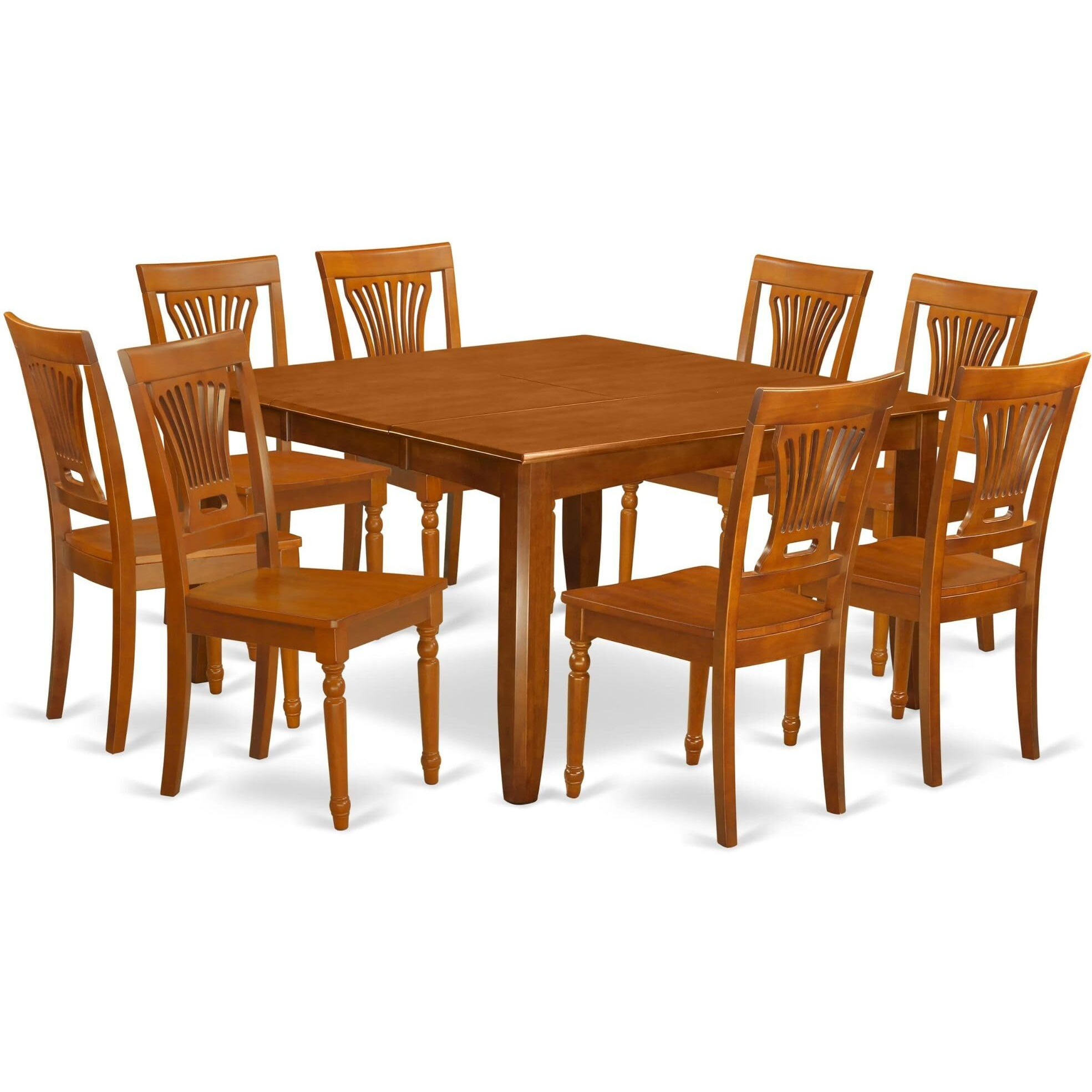 East West Furniture Parfait 9 Piece Kitchen Set Includes A Square Table With Butterfly Leaf And 8 Dining Room Chairs  54X54 Inch  Pfpl9-Sbr-W