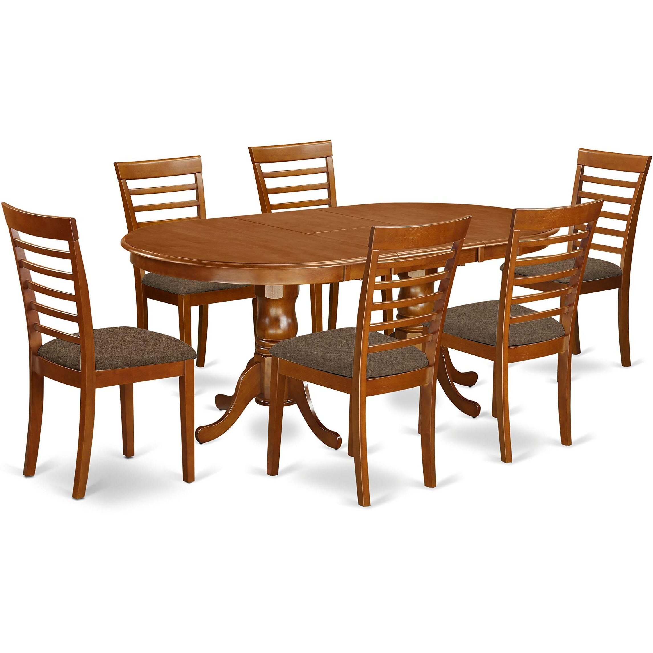 East West Furniture Plml7-Sbr-C 7 Piece Modern Set Consist Of An Oval Wooden Table With Butterfly Leaf And 6 Linen Fabric Kitchen Dining Chairs  42X78 Inch