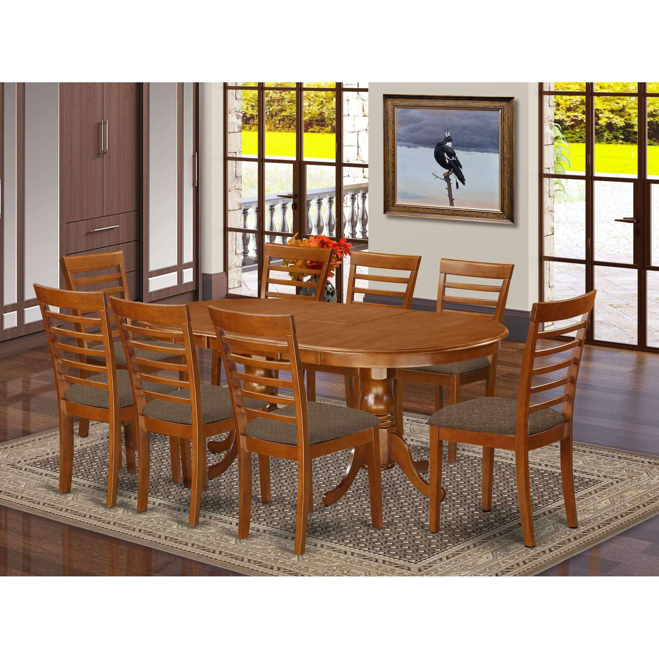 East West Furniture Plml9-Sbr-C 9 Piece Kitchen Set Includes An Oval Table With Butterfly Leaf And 8 Linen Fabric Dining Room Chairs  42X78 Inch