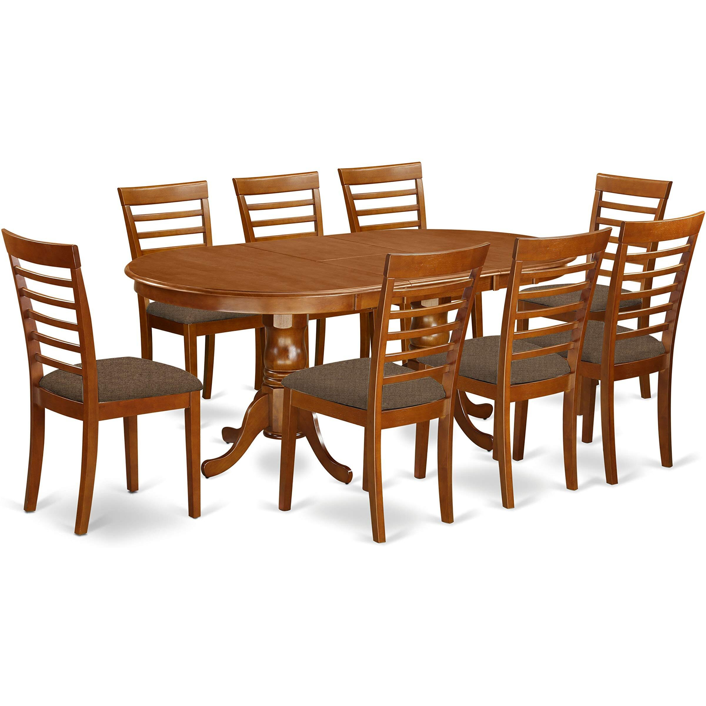 East West Furniture Plml9-Sbr-C 9 Piece Kitchen Set Includes An Oval Table With Butterfly Leaf And 8 Linen Fabric Dining Room Chairs  42X78 Inch
