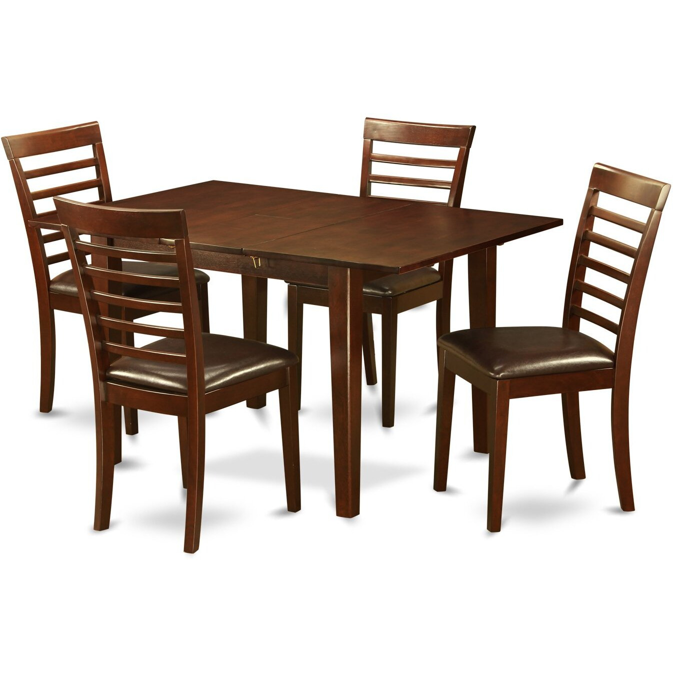 East West Furniture Psml5-Mah-Lc Picasso 5 Piece Kitchen Set For 4 Includes A Rectangle Dining Room Table With Butterfly Leaf And 4 Faux Leather Upholstered Chairs  32X60 Inch