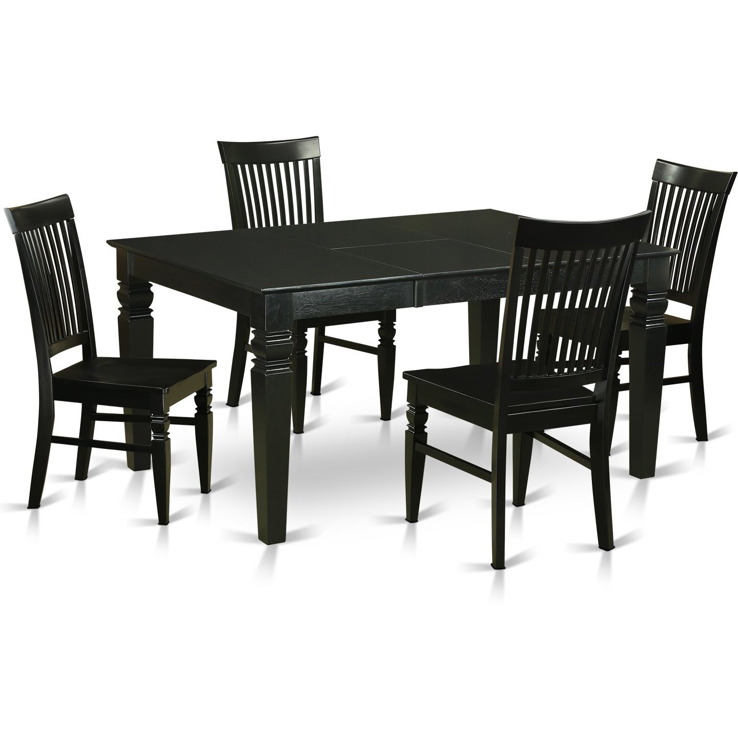 East West Furniture West5-Blk-W Weston 5 Piece Dining Set For 4 Includes A Rectangle Kitchen Table With Butterfly Leaf And 4 Dinette Chairs  42X60 Inch  Black & Cherry