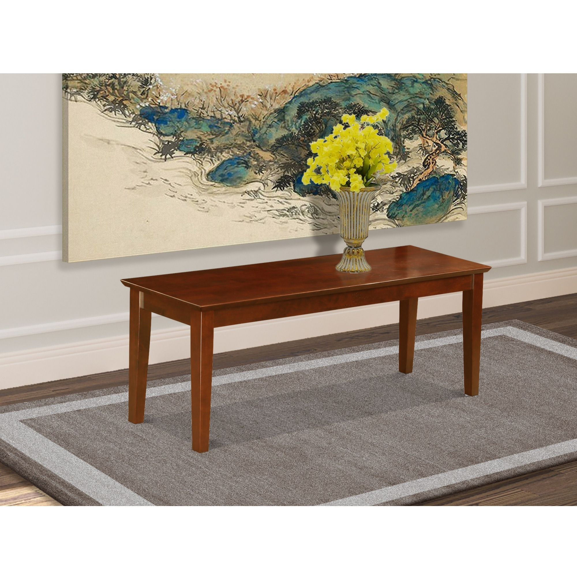 Capri  Bench  With  Wood  Seat  In  Mahogany