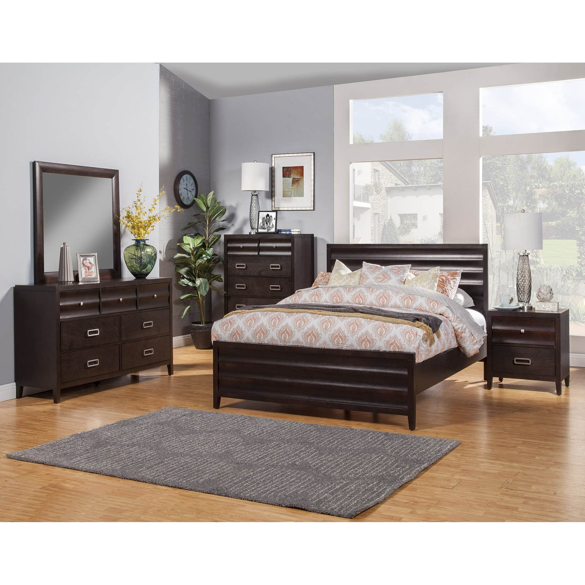 Legacy Queen Panel Bed  Black Cherry