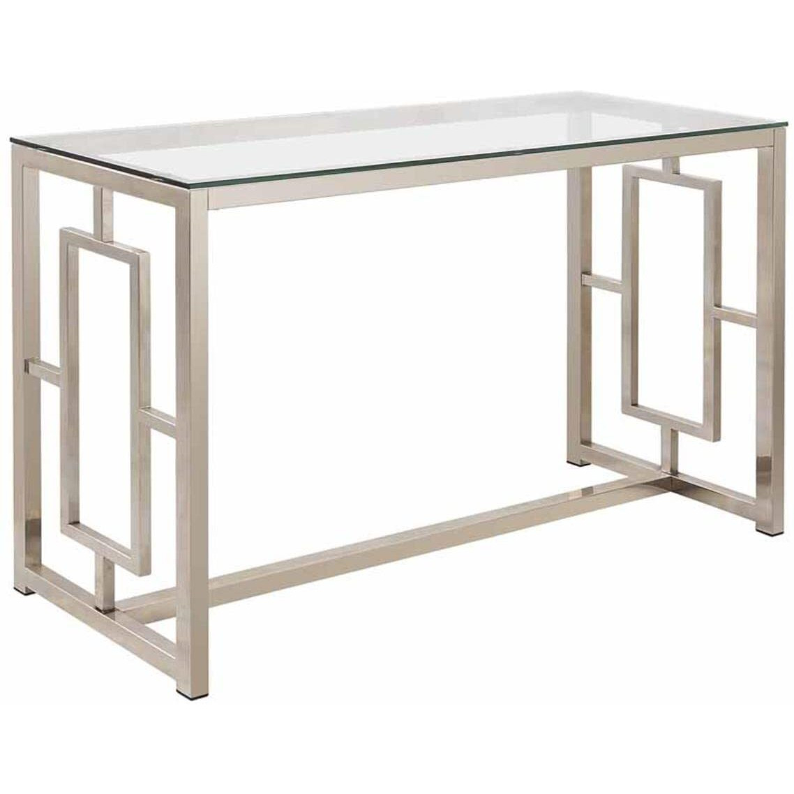 Merced Rectangle Glass Top Sofa Table Nickel