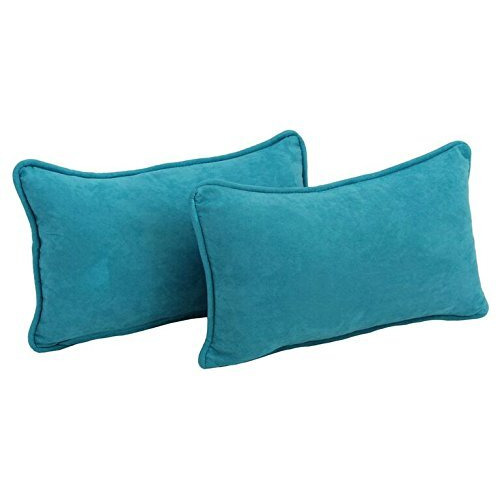 20-Inch By 12-Inch Double-Corded Solid Microsuede Back Support Pillows With Inserts (Set Of 2)  9811-Cd-S2-Ms-Ab