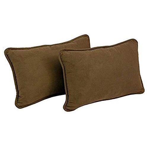 20-Inch By 12-Inch Double-Corded Solid Microsuede Back Support Pillows With Inserts (Set Of 2)  9811-Cd-S2-Ms-Ch