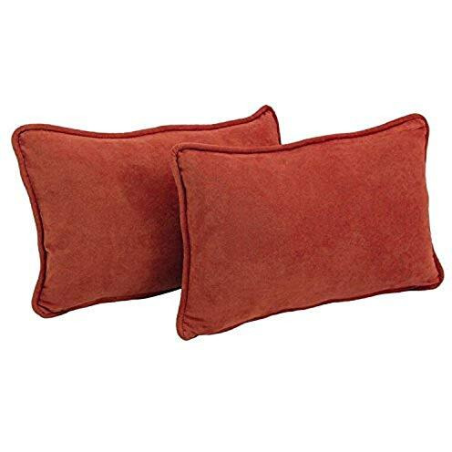 20-Inch By 12-Inch Double-Corded Solid Microsuede Back Support Pillows With Inserts (Set Of 2)  9811-Cd-S2-Ms-Cr