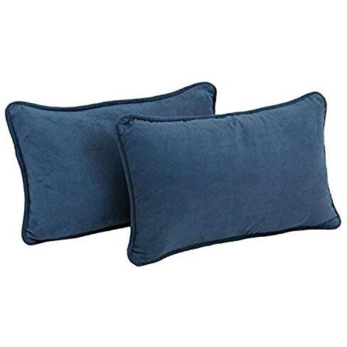 20-Inch By 12-Inch Double-Corded Solid Microsuede Back Support Pillows With Inserts (Set Of 2)  9811-Cd-S2-Ms-In
