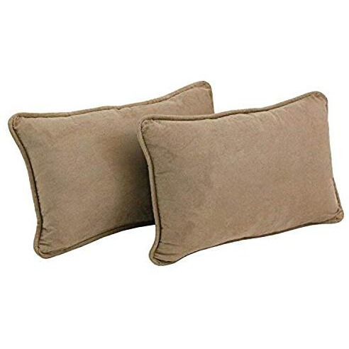 20-Inch By 12-Inch Double-Corded Solid Microsuede Back Support Pillows With Inserts (Set Of 2)  9811-Cd-S2-Ms-Jv