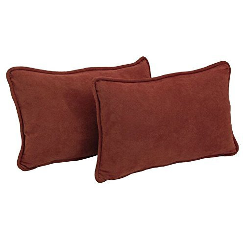20-Inch By 12-Inch Double-Corded Solid Microsuede Back Support Pillows With Inserts (Set Of 2)  9811-Cd-S2-Ms-Rw