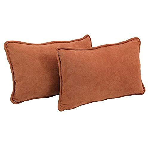 20-Inch By 12-Inch Double-Corded Solid Microsuede Back Support Pillows With Inserts (Set Of 2)  9811-Cd-S2-Ms-Sp