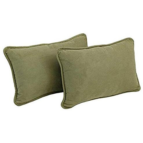 20-Inch By 12-Inch Double-Corded Solid Microsuede Back Support Pillows With Inserts (Set Of 2)  9811-Cd-S2-Ms-Sg