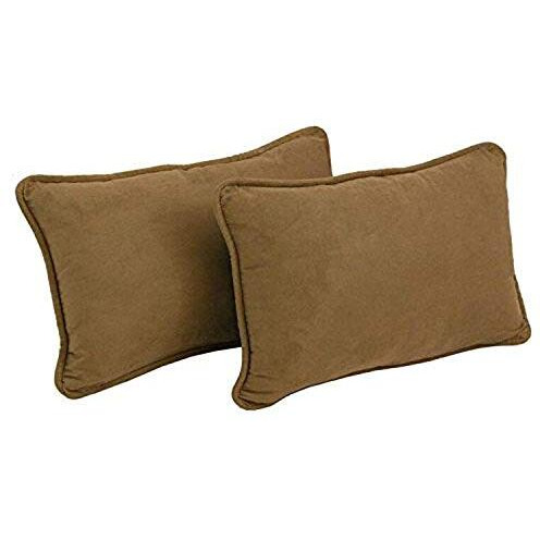 20-Inch By 12-Inch Double-Corded Solid Microsuede Back Support Pillows With Inserts (Set Of 2)  9811-Cd-S2-Ms-Sb