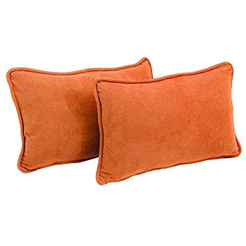 20-Inch By 12-Inch Double-Corded Solid Microsuede Back Support Pillows With Inserts (Set Of 2)  9811-Cd-S2-Ms-Td