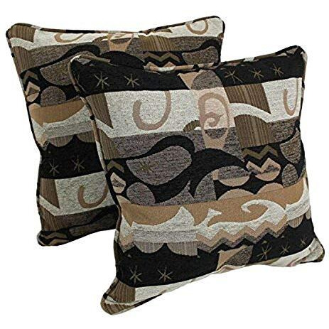 25-Inch Double-Corded Patterned Jacquard Chenille Square Floor Pillows With Inserts (Set Of 2)  9813-Cd-S2-Jch-02