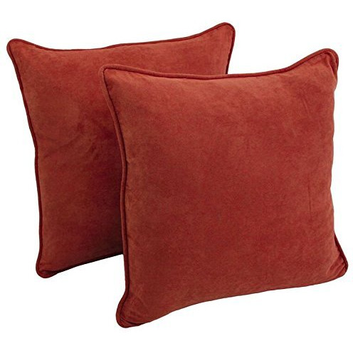 25-Inch Double-Corded Solid Microsuede Square Floor Pillows With Inserts (Set Of 2) 9813-Cd-S2-Ms-Cr